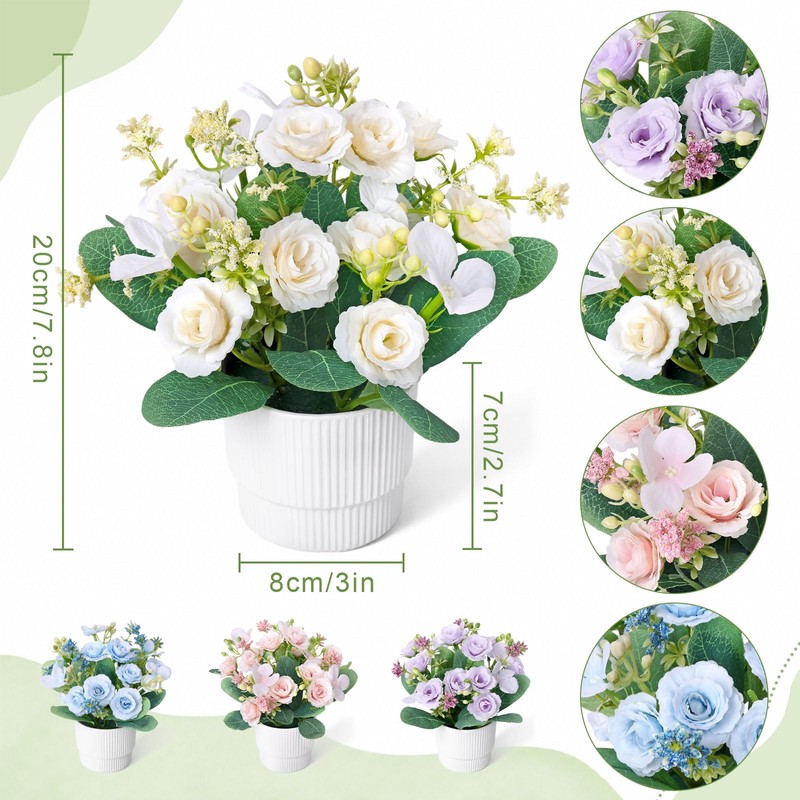 ZYUQFAN Small Fake Plants in Pots, Artificial Plants Indoors with