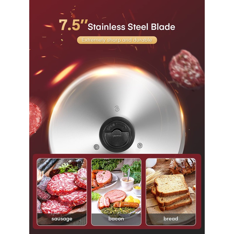 FOHERE 200W Meat Slicer Machine for Home, Electric Food Slicer