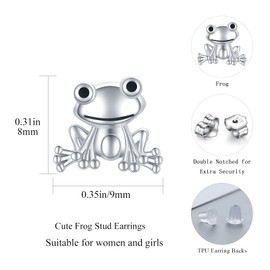 Frog Earrings 925 Sterling Silver Animal Earrings Hypoallergenic Earrings Jewellery Gift for Girls Women, Sterling Silver