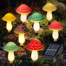 Kyduu Pack of 8 Mushroom Solar Lights for Outdoor Garden, Garden Light, Waterproof Path Light, Solar Lights, Garden Decoration for Outdoors, Garden Decoration, Solar Lights for Outdoors, Solar Mushroom Garden Stake Lights