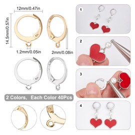 CVNRCLP 80Pcs (40 Pairs) 18K Gold Plated Stainless Steel Leverback Earring Hooks – Round Huggie Hoop French Ear Wire Findings for Jewelry Making