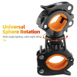 ROCKBROS Bike Flashlight Mount 360 Degree Rotation Bike Light Holder 2 Pack Multifunctional Cycling Bicycle Clip Torch Light Mounting Bracket