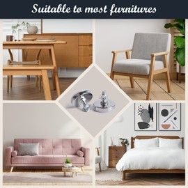 SPDYCESS Pack of 8 M8 x 43 mm Adjustable Feet Furniture Feet, Adjustable Round Levelling Feet, Leveling Feet with 8 Pieces 4-Pointed Slot Nuts, for Cupboard, Desk, Bed, Legs