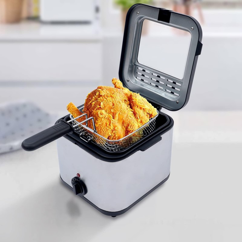 Electric Deep Fryer with Basket - 1000W, 2.5L Oil Container,