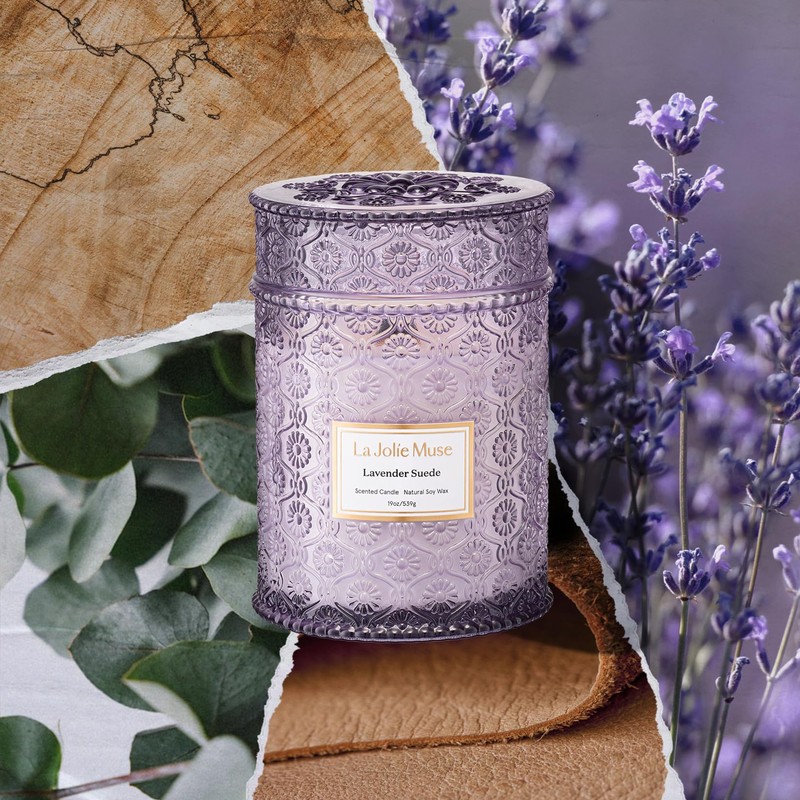 LA JOLIE MUSE Lavender Candle, 19 oz Wood Wicked Candles