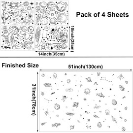 Maydahui Outer Space Stars Planets Wall Stickers Rockets Astronaut Vinyl Wall Decals (47 x 51 Inch) Peel Stick Removable Boys Room Wall Decor Decals for Kids Bedroom Nursery Classroom (Black)