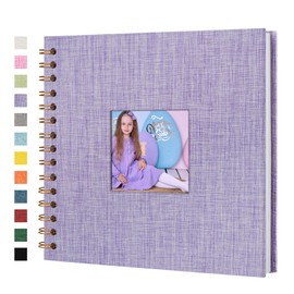 Yopih Photo Book Scrapbook with Linen Cover, 20 x 20 cm Hard Cover with White Kraft Paper Pages, for Travel, Wedding, Guest Book, Christmas, Baby Shower (20 Sheets/40 Pages)