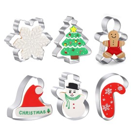 Yamobi Christmas cookie cutter set made of stainless steel, Christmas cookie cutters, 6 pieces, large 10 cm shapes for creative baking, safe and durable