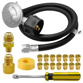 Natural Gas to Propane Conversion Kit for Weber Genesis,Genesis II,for Weber Spirit II 310/315/210–Includes 5FT Propane Regulator Hose for Weber Grills,14 Orifices (3 Sizes),3/8”Fittings and Tools.
