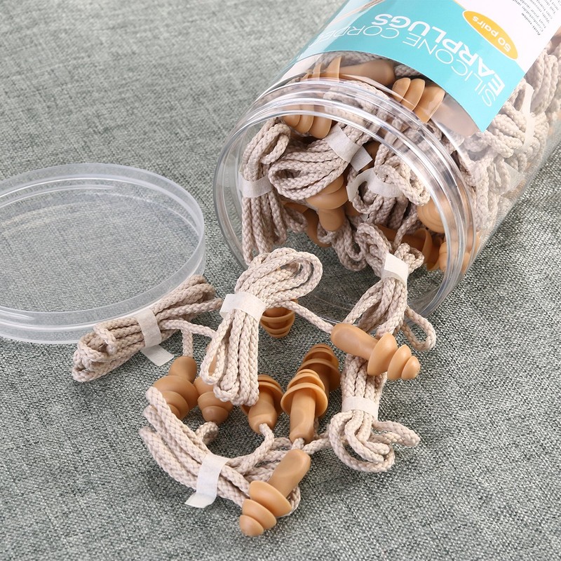 WINOMO Ear Plugs 50 Pairs Corded Soft Silicone Reusable for