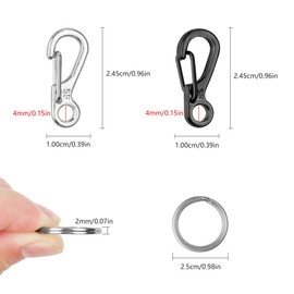 YEYIT 40 Pcs Mini SF Carabiner Spring Snap Clip Hooks Metal Flat Keyrings Set,for Backpack Bottle Hooks,Climbing,Hiking,Outdoor Travel,EDC Tactical Survival Gear, DIY Craft etc