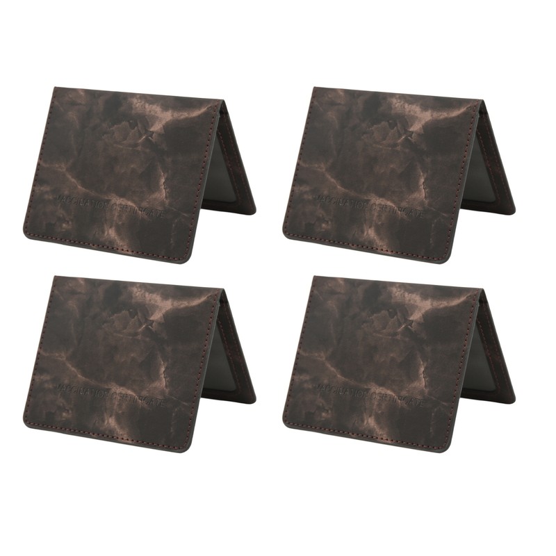 4pcs Vaccination Certificate Holder Marbling Waterproof PU Leather Vaccine Card