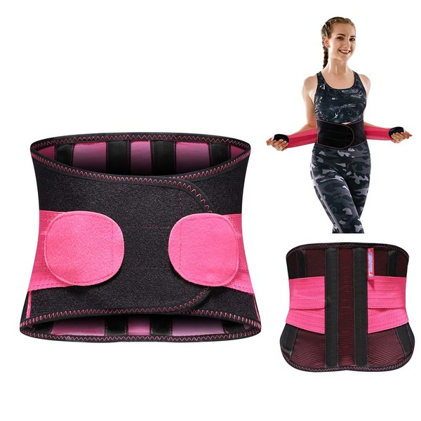Waist Back Support Belt for Plus Size Women Men,TIMTAKBO Lower Back Brace Lumbar Support for Lower Back Pain Relief, Adjustable Flexible Sport Girdle Waist Support Belt-Black/Red,3X-Large Fit Belly 47-55"