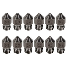 14PCS MK8 3D Printer Nozzles,Hardened Steel Nozzles Extruder 0.2mm, 0.3mm, 0.4mm, 0.5mm, 0.6mm, 0.8mm, 1.0mm for Creality Ender 3 CR-10 3/5 (MK8 Hardened Steel Nozzle Kit)