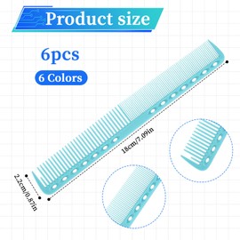 6Pcs Cutting Combs for Hair Stylist Professional Carbon Fine Cutting Comb Heat Resistant Carbon Fiber Salon Hairdressing Comb for Men(Blue, Green, White, Pink, Rose Red, Purple)
