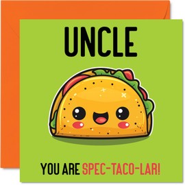 Stuff4 Birthday Cards for Uncle - Spec-Taco-lar - Funny Happy Birthday Card for Uncle from Nephew Niece, Uncle Birthday Gifts, 5.7 x 5.7 Inch Joke Greeting Cards for Men Him