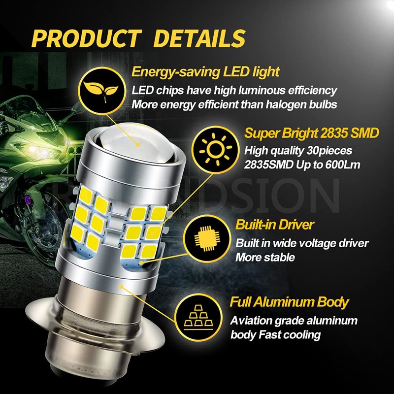 Ruiandsion H6M Light Bulb DC 6V P15D-25-1 Super Bright 2835
