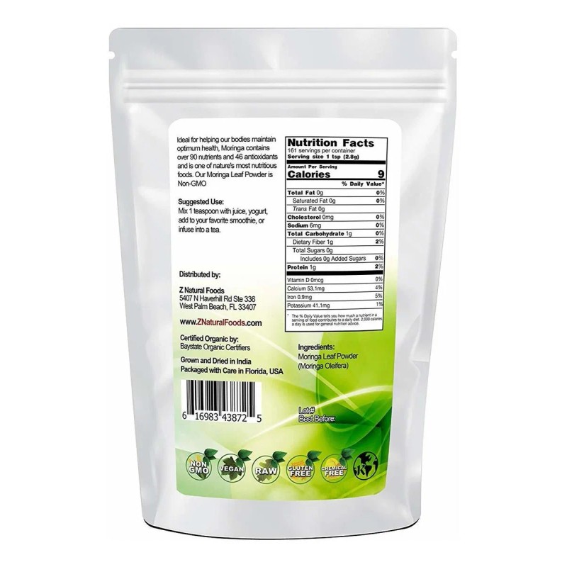 Moringa Oleifera Orgánica Polvo De La Hoja - 100% Puro,