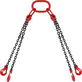 Happybuy 5Ft Chain Sling 5/16 Inch X 5 Ft Engine Lift Chain G80 Alloy Steel Engine Chain Hoist Lifts 3 Ton with 4 Leg Grab Hooks