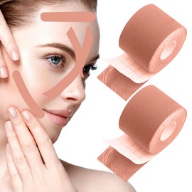 Face Lifting Tape, 2 Pieces Face Lift Tape, 2.5 cm x 5 m Lifting Tapes Face, Anti Wrinkle Patches, Anti Wrinkle Patches, Anti-Wrinkle Face Tape, Face Tape Against Wrinkles Patch (Beige)