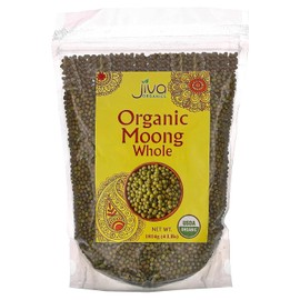 Jiva Organics Organic Mung Beans Whole 4 LB LARGE Bag - Green Moong Bean