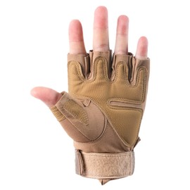 Tactical Half Finger Gloves for Paintball, Airsoft, Military, Motorcycle, Hunting, Cycling, Shooting, Hiking, Camping, Army Training, MTB (XL, Tan)