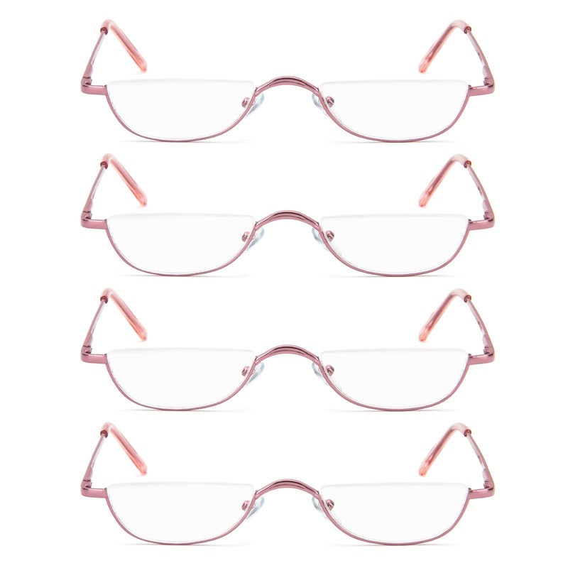 KoKoBin Half Reading Glasses,4 Pack Half Rim Metal Frame Glasses