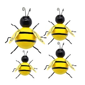 Wilsonzin 4 Pieces Miniature Bee Decorative Garden Figures Metal Bee Wall Decoration Bee Wall Decoration Decorative Figure Garden Decoration Insects Home Decorations for Garden Lawn Home Decor Indoor