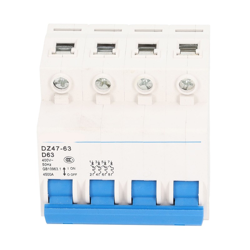 4P Miniature Circuit Breaker DIN Rail Mount Low Voltage Overload