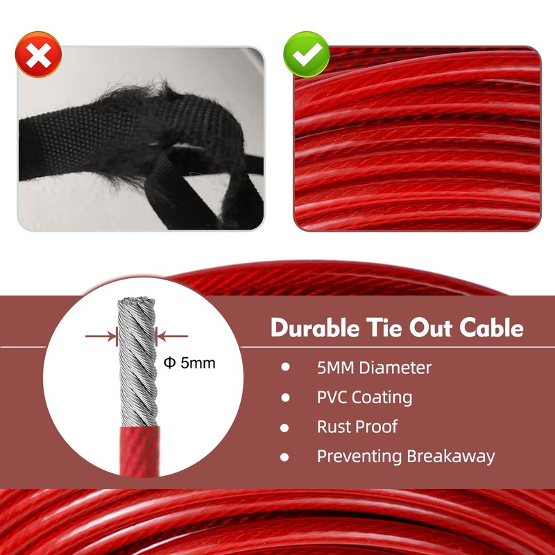 LUFFWELL 50FT Dog Runner for Yard with 15FT Tie Out