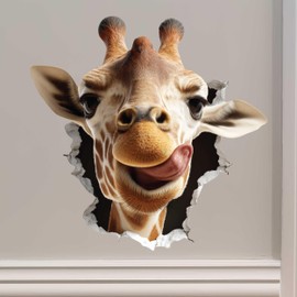 Giraffe Decal - Wall Hole Sticker with 3D Effect
