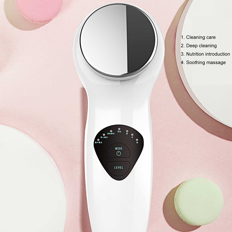 Ultrasonic Face Massager EMS Electric Facial Cleanser Heating Skin Care