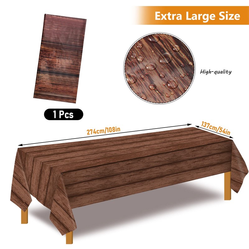 Irenare 1 Piece Wood Grain Tablecloth Western Tablecloths Rustic Plastic