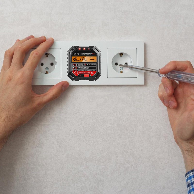 Socket Tester, 6 Modes Digital Socket Tester with RCD Test