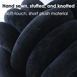 Jugbey Knot Pillow Ball,Soft Black Plusch Knotted Round Pillows for Sensory Stress Relieving, Aesthetic & Cute Small Decorative Throw Cushion for Bed, Floor, Couch, Bedroom Decor 7.8inches