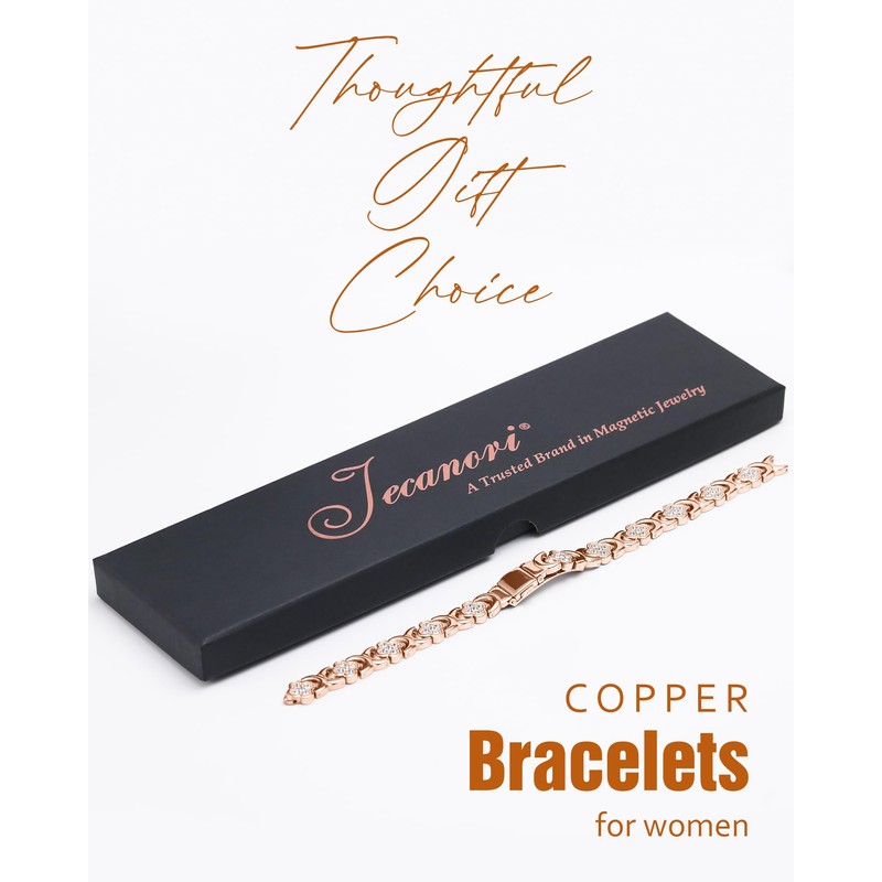 Jecanori Copper Bracelets for Women, Pure Copper Magnetic Bracelet with