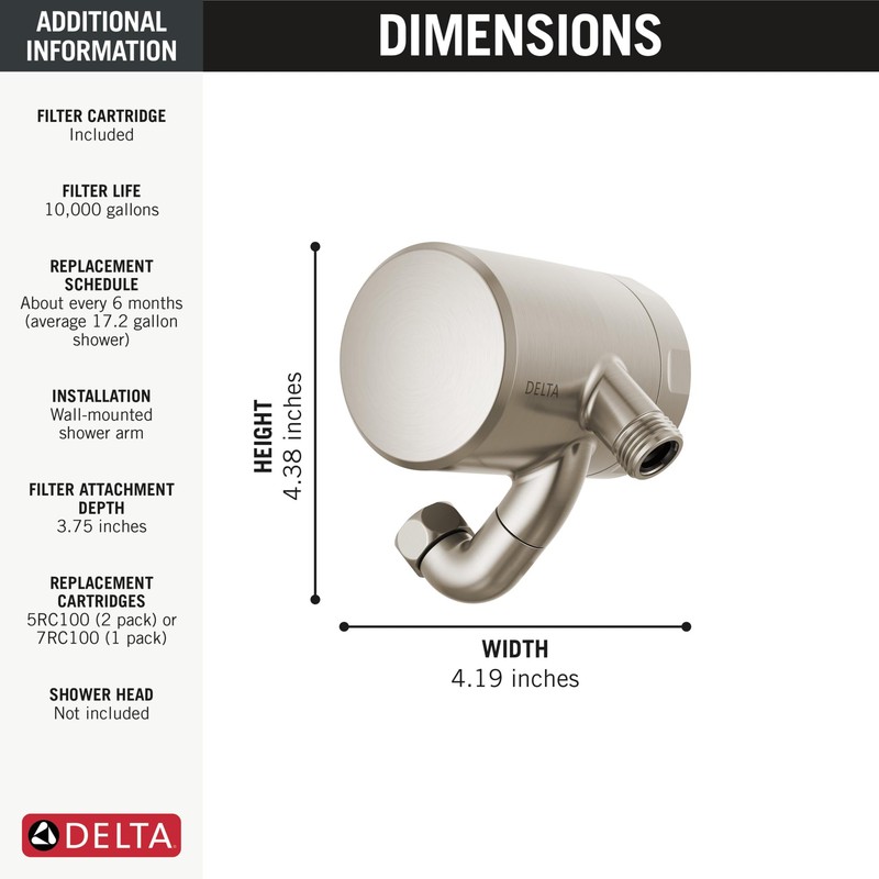 Delta Faucet Clarifi Premium Shower Filter Attachment with Filter, Hard