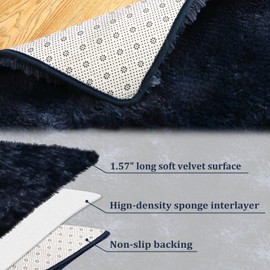 GarveeHome 8x10 Fluffy Rug Large Plush Shaggy Area Rugs for Living Room, Soft Tie-Dyed Furry Fur Rugs for Bedroom Non Shedding Fuzzy Plush Accent Rug Carpet Floor Covers for Home Decor, Navy