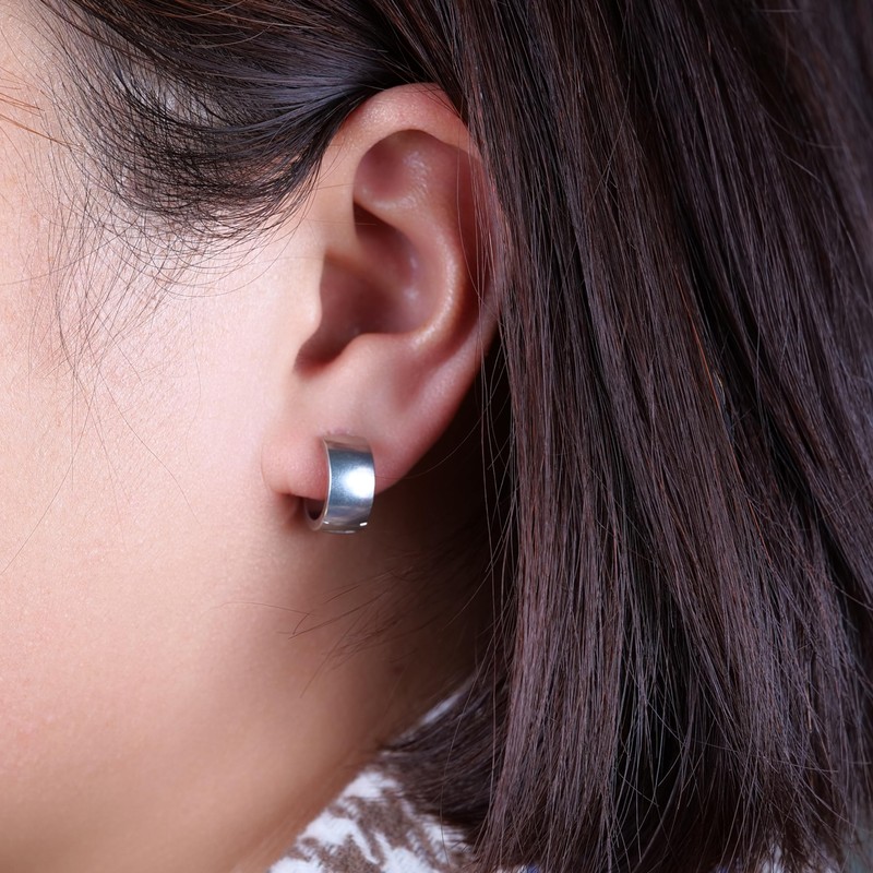 Limerencia Hypoallergenic Implant Grade Titanium F136 Hoop Chunky Earrings,Wide Thick
