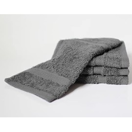 Bentley Priory Luxor Spa Towel 4 Pack of Face Flannels made from Absorbent 600 GSM Combed Cotton Multi Packs of Wash Cloths (DARK GREY)