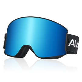 AVAWAY Removable Snowboard Goggles OTG Ski Goggles for Glasses Wearers Men Women Cylinder Mirrored Anti-Fog Lens Magnetic Change System UV Protection