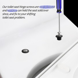 Quacc 4 PCS Universal Toilet Seat Hinges Screws, Stainless Steel & Rubber, Top Mounting Hardware, Fixes Shifting Toilet Seat, Replaces Plastic Plugs