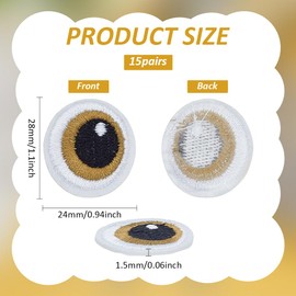 FINGERINSPIRE 15 Pairs Embroidered Cartoon Eyes Patches 1.1x0.9inch Iron on Eyes Patch Embroidery Eye Patches Cartoon Eyes Costume Accessories for Jackets Clothes DIY Accessories