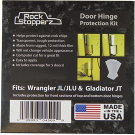 Rock Stopperz Door Hinge Protection Kit - Compatible with Jeep Wrangler JL/JLU/Gladiator - 2 or 4 Door (2019-2026. Coverage for 5 Doors Total)