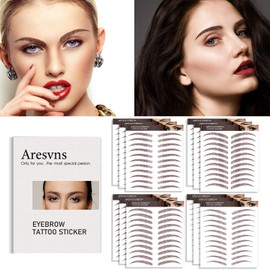 Aresvns 4D Eyebrow Tattoo Stickers 132 Pairs - Realistic Fake Eyebrows, Reddish Brown (Chocolate Color) Transfers