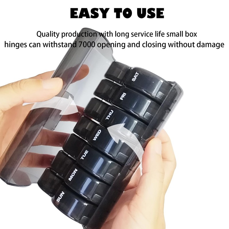 Weekly Pill Organizer 2 Time a Day，Pill Dispensers， Pill Box