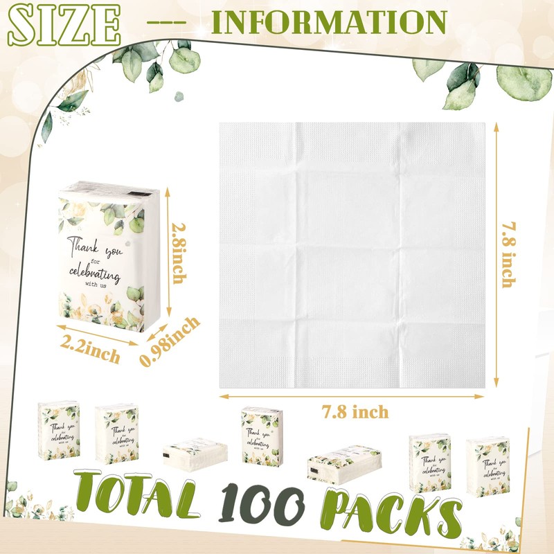100 Pcs Wedding Facial Tissues Welcome Bags Mini Pocket Tissues