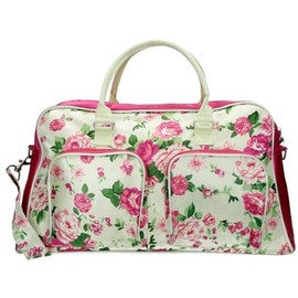 Dugros Floral Printed Satin Nylon Weekender Top Handle Holdall - Multicolor - Duffel Bag