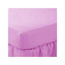 Mfabrics Poly-Cotton Extra Deep Fitted Valance Sheet - Easy Care, Machine Washable - Available in 20 Colours - 40cm Frilled - Single Double King Super King Pillowcase Pair (Lilac, King)