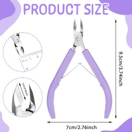 Stainless Steel Cuticle Remover Nippers Rubber Cuticle Professional Manicure and Pedicure Cuticle-Remover Tools Rubber Coated Handle Manicure Tools (4mm), Purple